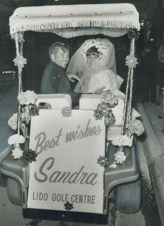Sandra Post marries. Professional golfer Sandra Post, of Oakville, and John M. Elliott Jr. of Fort Lauderdale, Fla., drive away in a gaily decorated g(...)