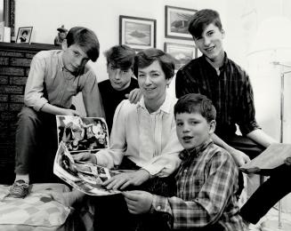 In Toronto, Sheila Potwin in her North Toronto home with her four sons, from left, Robert, 13, Douglas, 14, David, 16, and sitting, Mike, 10