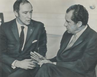 White House guest Prime Minister Pierre Elliott Trudeau was asking more questions than he was offering observations when he met with President Richard Nixon in Washington today