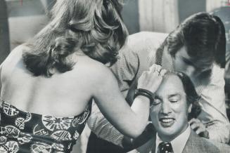 Being readied for CFTO's Saturday Night Show is Prime Minister Pierre Trudeau
