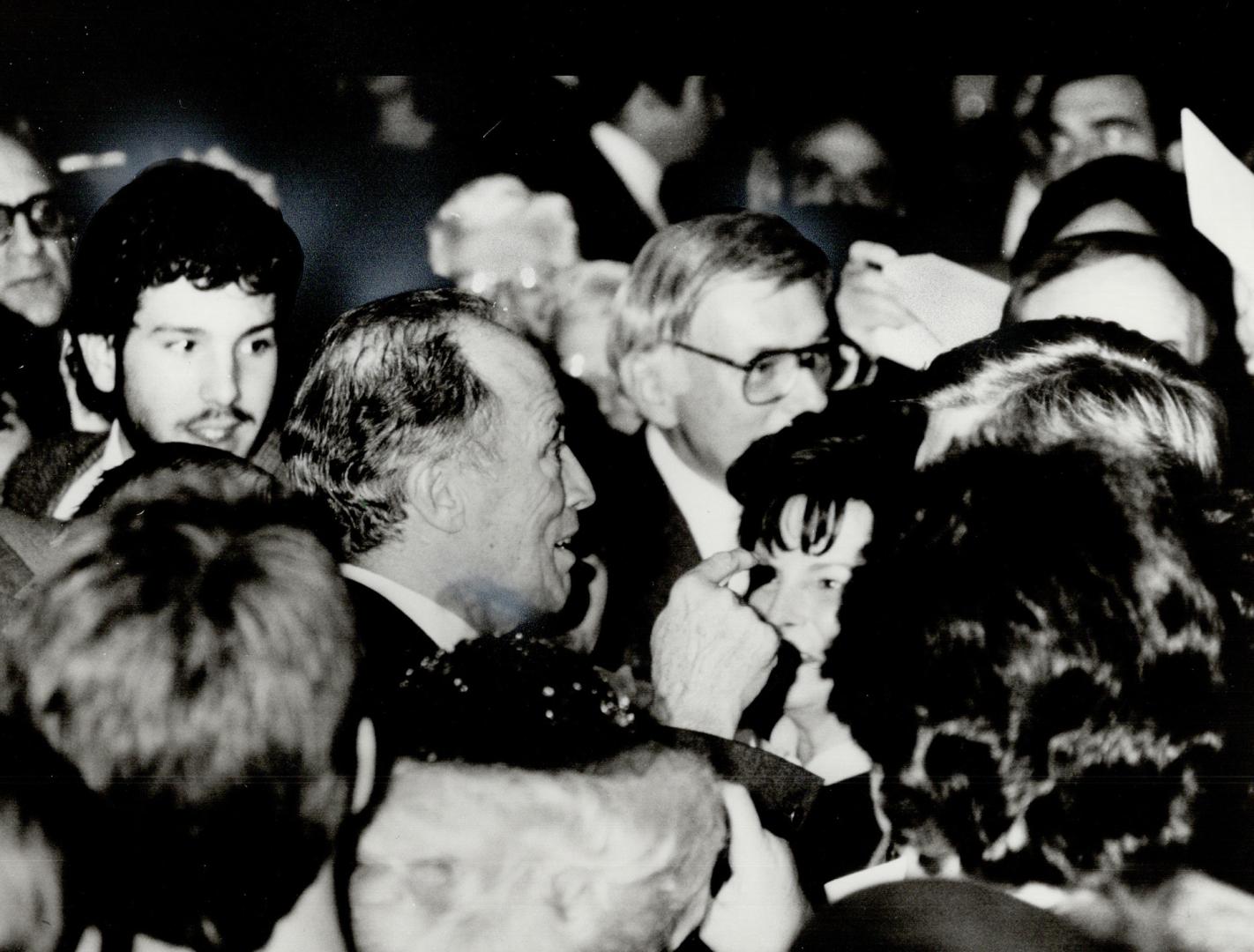 A face in the crowd. Prime Minister Trudeau is almost lost in the crowd in Hamilton as he entered the Hamilton Trade Centre last night. The Prime Mini(...)