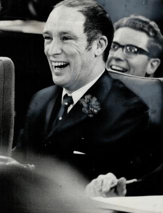 A hearty laugh reflects the optimism of Prime Minister Pierre Trudeau at the federal-provincial conference on the constitution in Ottawa