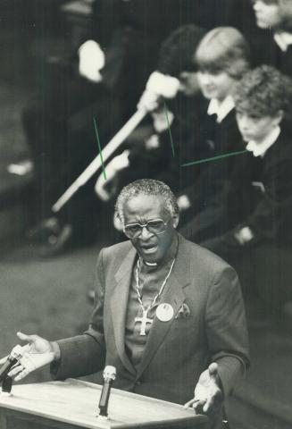 Saying no: Tutu, left, says quick sanctions are vital but Clark disagrees