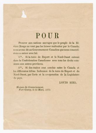 Pour prouver aux nations sauvages que le peuple de la Riviere Rouge
