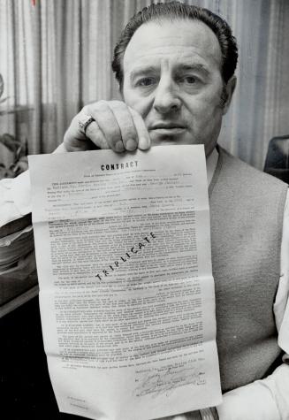 Just a dream? Irv Ungerman, Chuvalo's manager shows $75,000 contract for George against Jerry Quarry