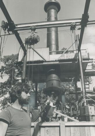 Sculptor Armand Vaillancourt and blast furnace