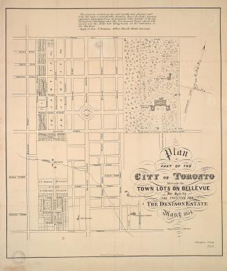 Plan of part of the city of Toronto shewing the town lots on Bellevue for sale by the trustees for the Denison Estate March 1854