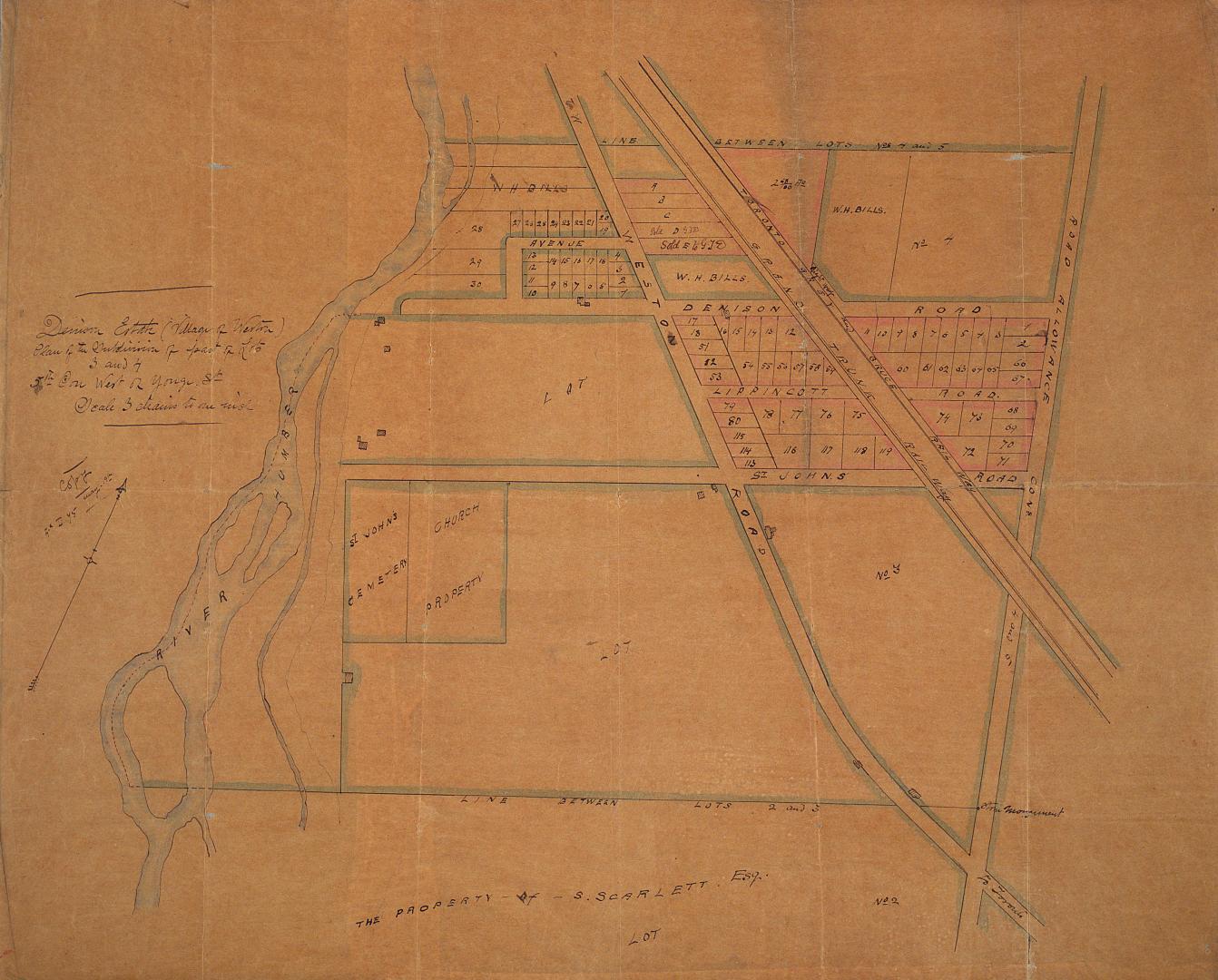Denison Estate (Village of Weston), plan of the subdivision of part of lots 3 and 4, 5th con west of Yonge St.