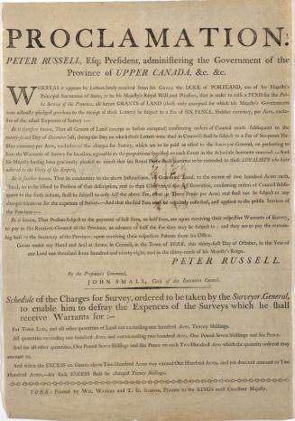 Proclamation. Peter Russell, Esq., President, administering the Government of the Province of Upper Canada, &c &c