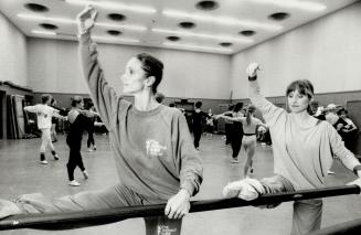 Joint leaders of the National Ballet, Valerie Wilder, left, and Lynn Wallis, former dancers themselves, keep in touch by working out with dancers at c(...)