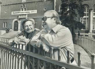 Harbord Alumni Frank Shuster, left, of the Wayne and Shuster comedy team, and Sam Shopsowitz, of Shopsy fame, will be among 2,000 people expected at their high school's homecoming tonight