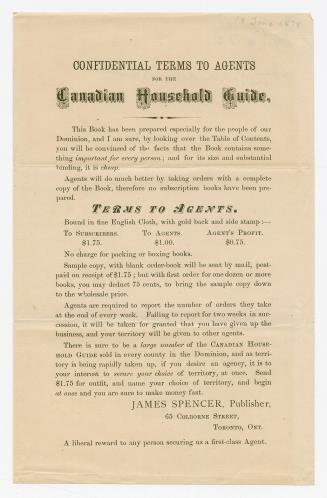 Confidential terms to agents for the Canadian Household Guide