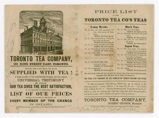 Price list of the Toronto Tea Co's teas
