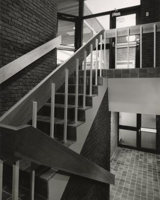 Charles R. Sanderson Branch, Toronto Public Library, Dundas Street West, southeast corner of Bathurst Street, Toronto, Ontario Interior: Staircase