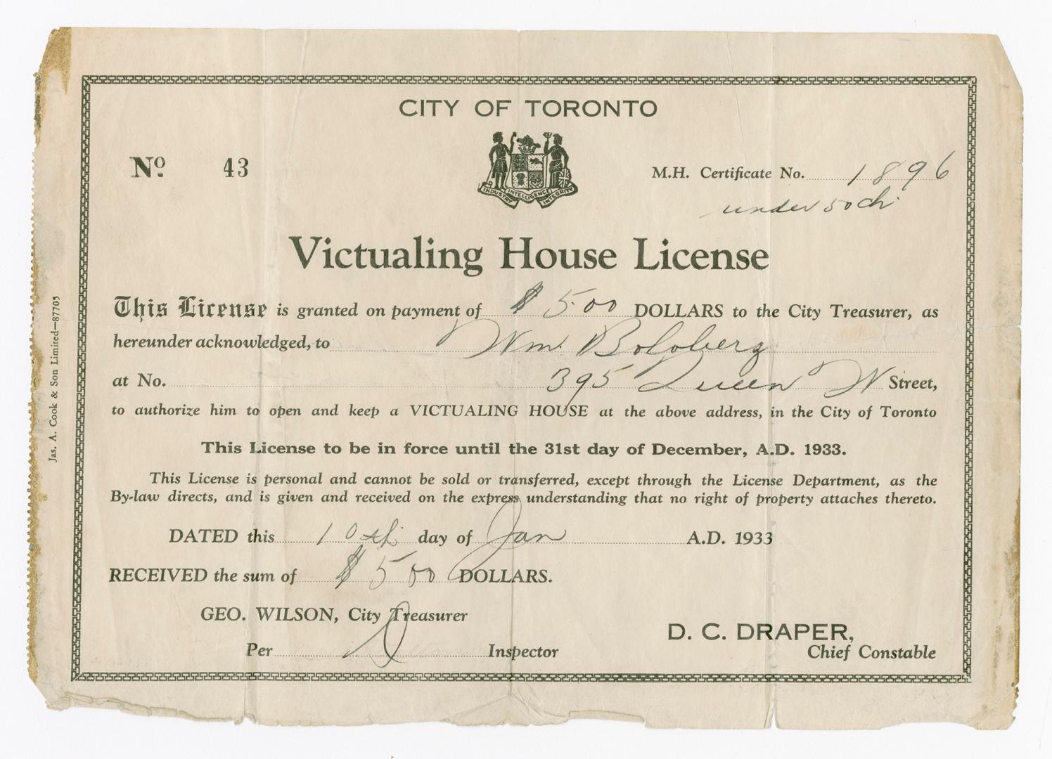 Victualing house license