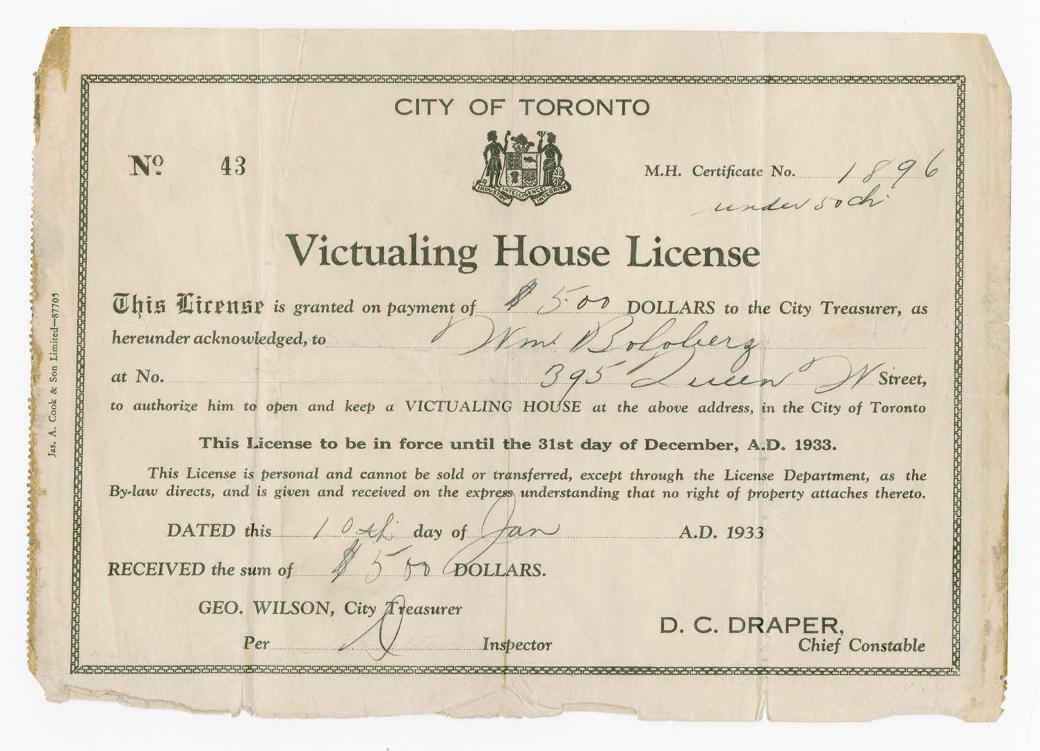 Victualing house license