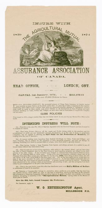 Insure with the Agricultural Mutual Assurance Association of Canada, head office, London, Ont.