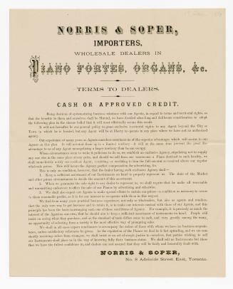 Norris & Soper, importers, wholesale dealers in piano fortes, organs, &c