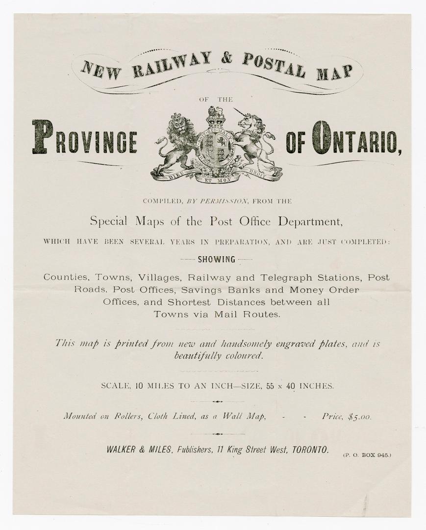 New railway & postal map of the province of Ontario