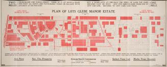 Plan of lots Glebe Manor Estate. Image shows a detailed plan marked in red.