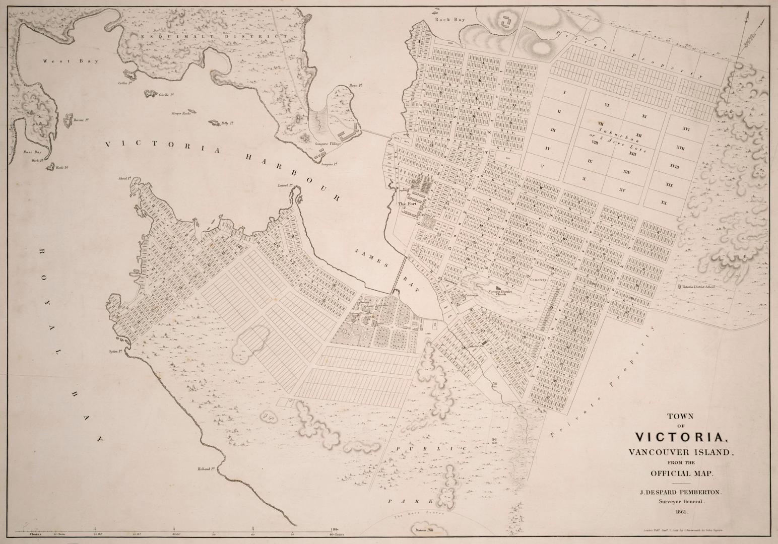 Town of Victoria, Vancouver Island from the official map