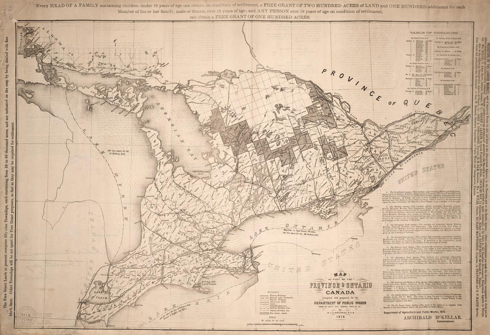 Map of part of the Province of Ontario Canada