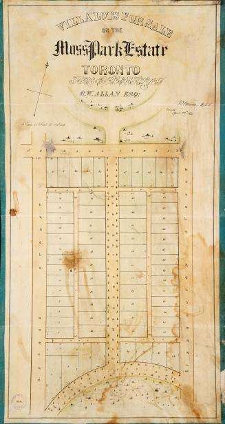 Villa lots for sale on the Moss Park estate, Toronto, the property of G.W. Allan, Esq.