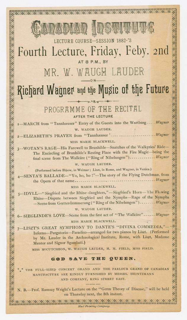 Canadian Institute, lecture course session 1882-'3