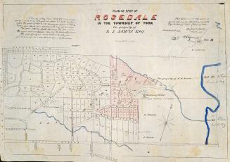 Image shows a plan of part of Rosedale in the Township of York.