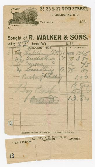 [Receipt] bought of R. Walker & Sons