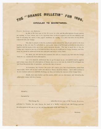 [Form] The ''Grange Bulletin'' for 1886 : circular to secretaries