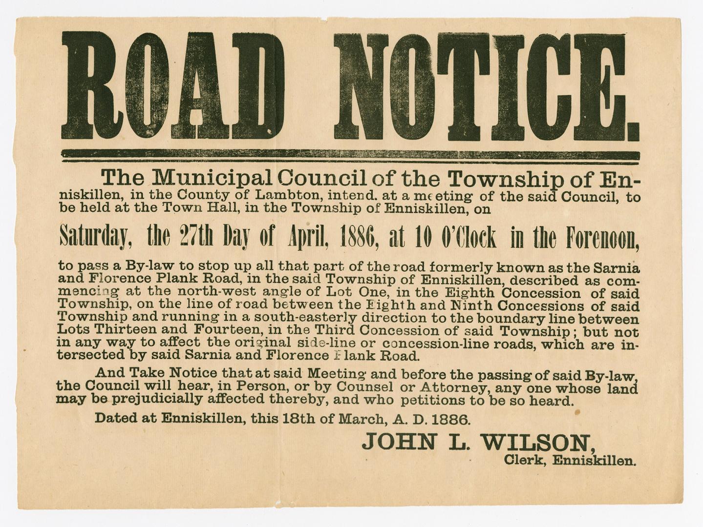 Road notice