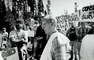 Temagami protest: Ontario NDP leader Bob Rae is photographed by police, left, after his arrest during a September protest over the building of a logging road