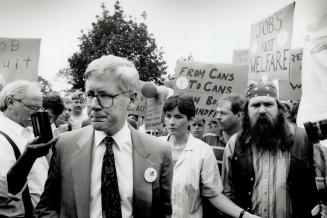 Beer can tax brews protest. Premier Bob Rae faces the wrath of about 70 union workers from Ball Packaging, a canner of beer and soft drinks, during a visit to Whitby yesterday