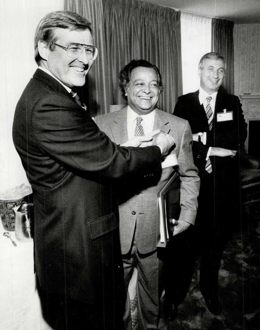 CDN. Michael Wilson, Finance Minister, with Shridath Rampal, Commonwealth Secretary General