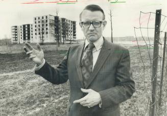 East York mayor Alan Redway, in front of Ghost of Bayview, opposes large housing plans
