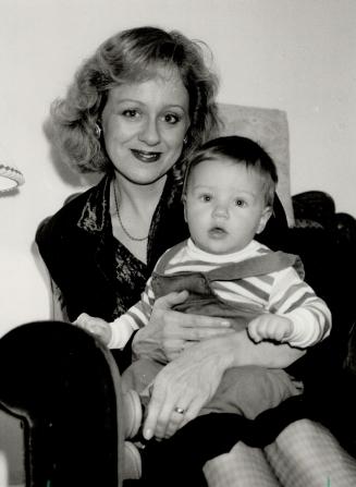 Fiona Reid: Actress, shown with son Alec, 9 months, stayed in shape during her pregnancy with water fitness classes and by swimming lengths in an indoor pool