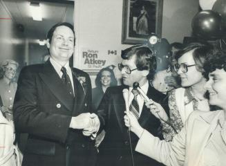 Former secretary of state John Roberts (left) with PC winner Ron Atkey in St