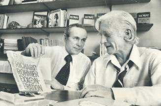 Canadian books and state of Canadian publishing are uppermost in minds of author Richard Rohmer (left) and publisher Jack McClelland. Rohmer was chair(...)