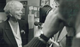 Happy at news: June Rowlands is all smiles at her campaign headquarters after hearing that Susan Fish had dropped out of Toronto's mayoral race