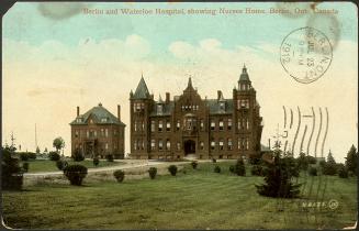 Berlin and Waterloo Hospital, showing Nurses Home, Berlin, Ontario, Canada