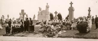 Funeral of Josephine (Maiorana) Puccini (Mrs. Abramo Puccini). Image shows a groups of people s ...
