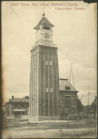 Clock Tower, Post Office, Methodist Church, Gananoque, Ontario