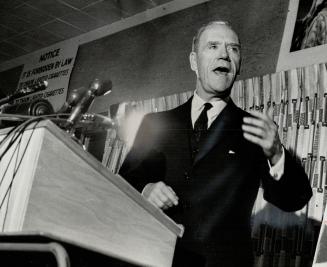 Mitchwell Sharp speaking at his Eglinton nomination