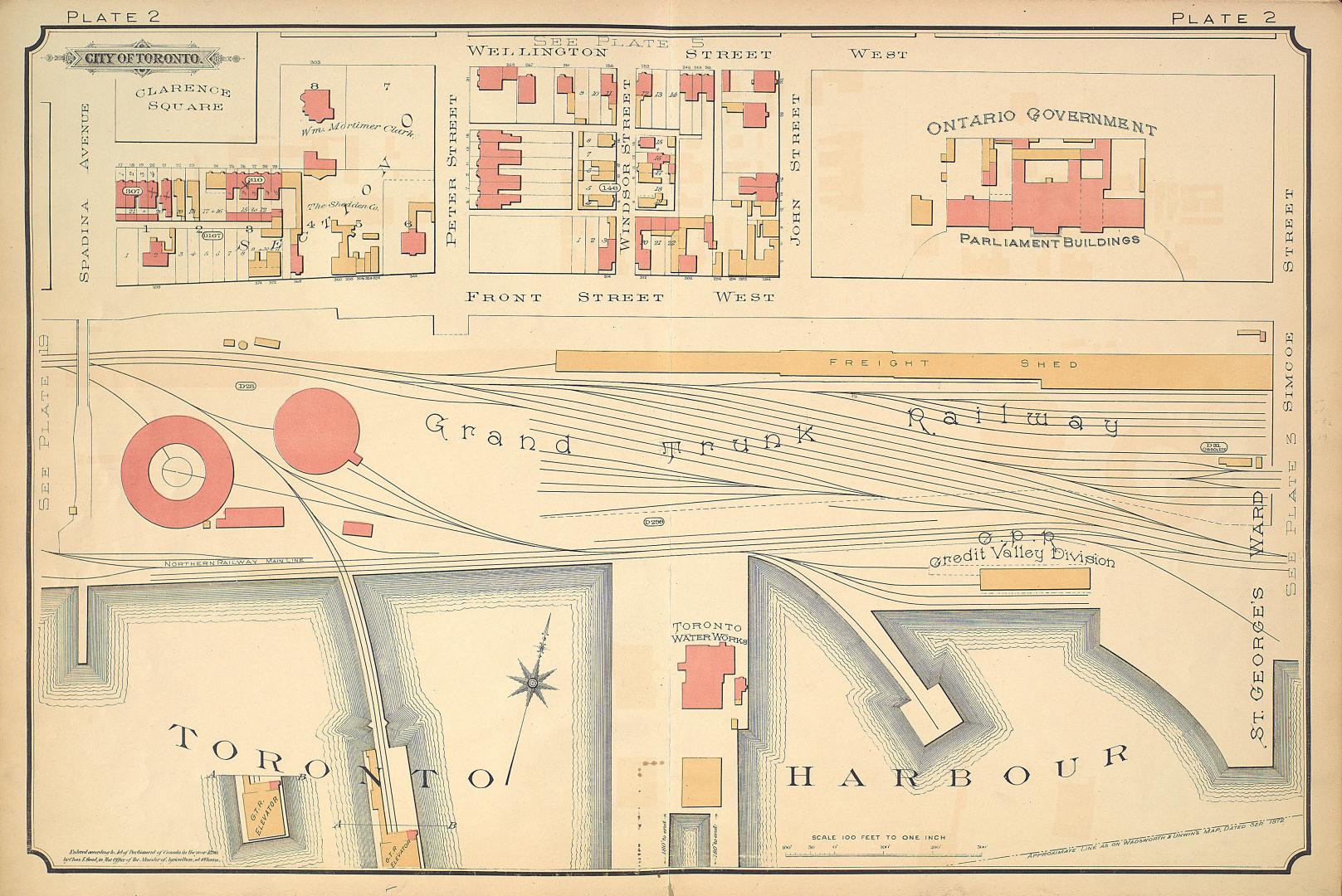 [Plate 2] Atlas of the city of Toronto and vicinity from special survey founded on registered plans and showing all building and lot numbers.