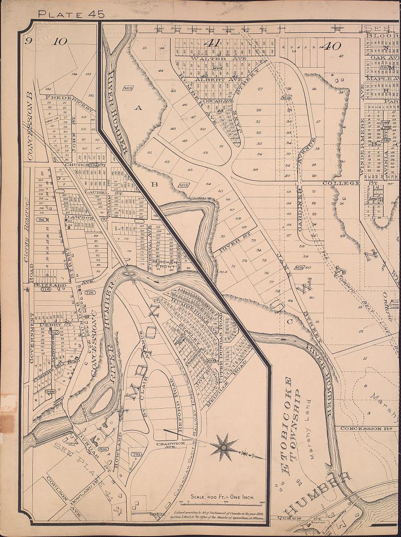 [Plate 45] Atlas of the city of Toronto and vicinity from special survey founded on registered plans and showing all building and lot numbers.