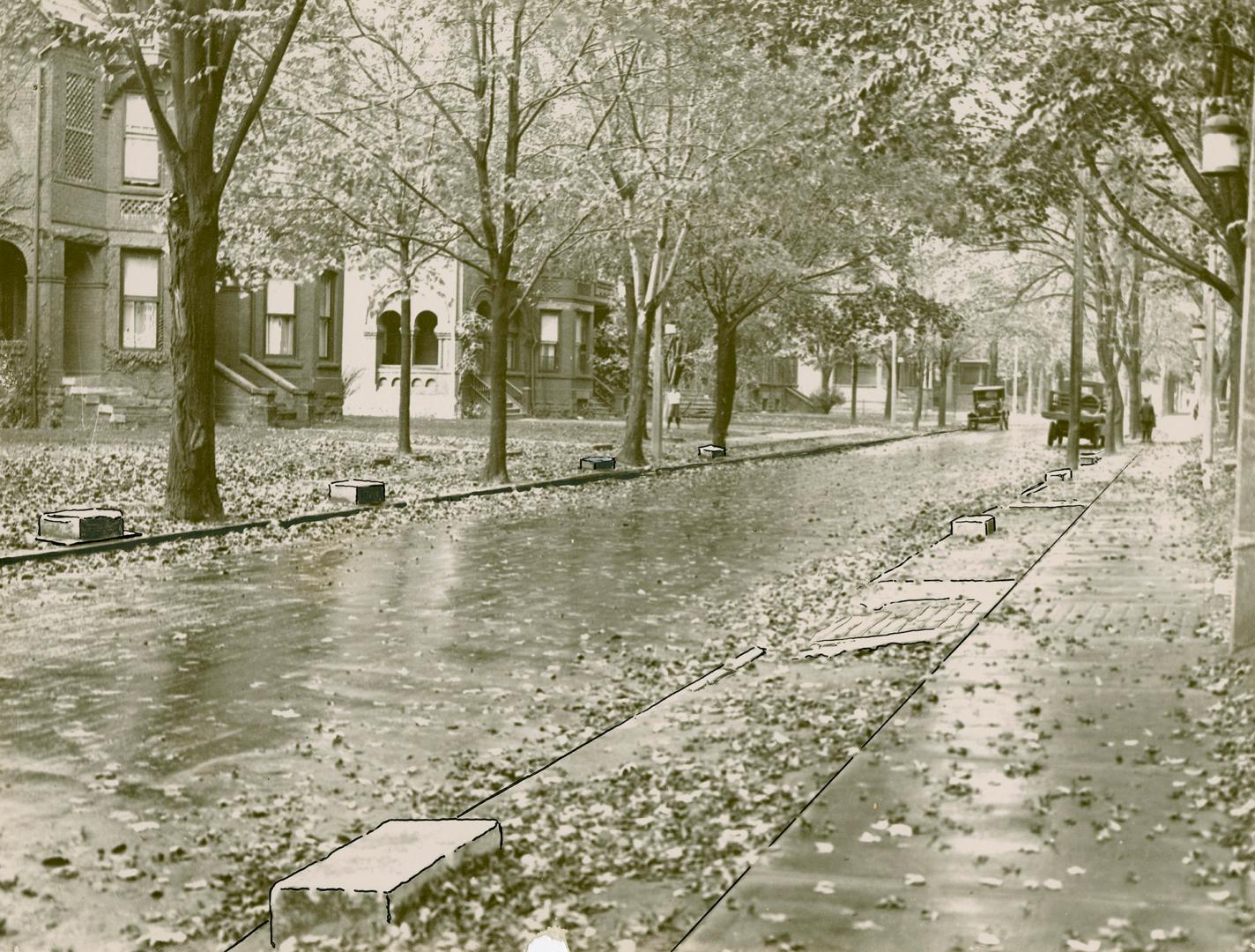 Markham Street, west side, looking north to Ulster Street (#398 at extreme left)