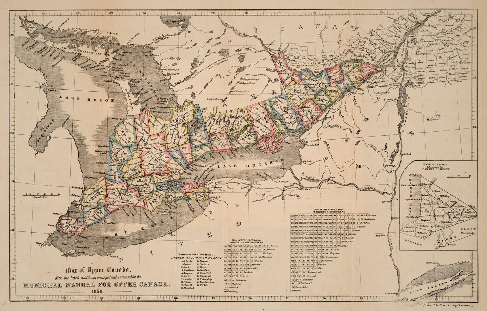 Map of Upper Canada with the latest additions, arranged and corrected for the Municipal Manual for Upper Canada