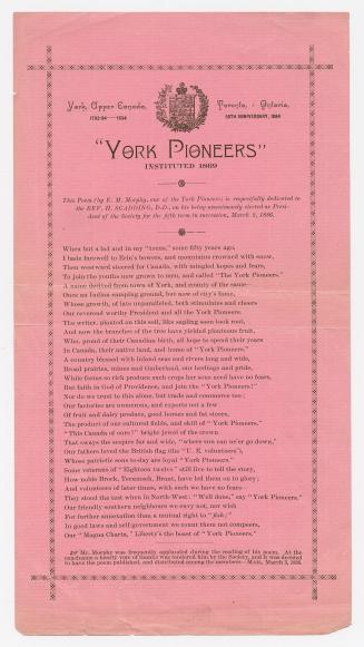 [Poem] "York Pioneers"