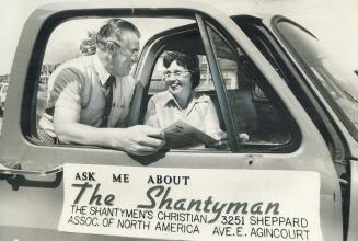 Leaving this month for the lumber camps of New Brunswick, Ray Boone of Weston and his wife, Alice, will be spreading the gospel for the Shantymen's Christian Association, which provides religious services in isolated area. The Shantyman is the association's newspaper.
